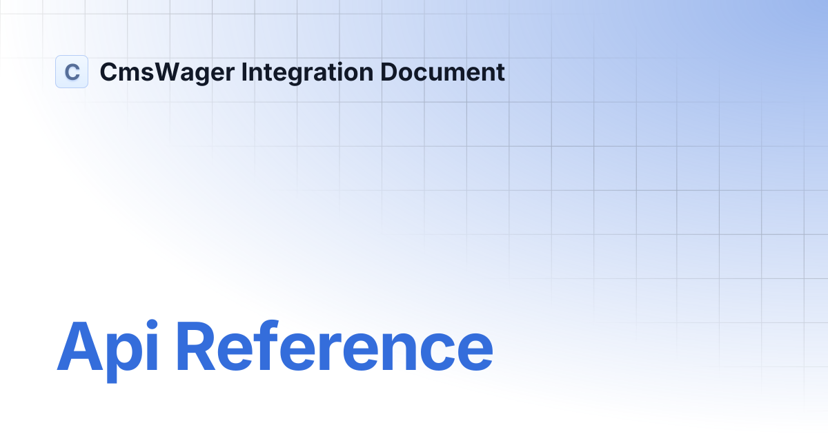 Api Reference | CmsWager Integration Document