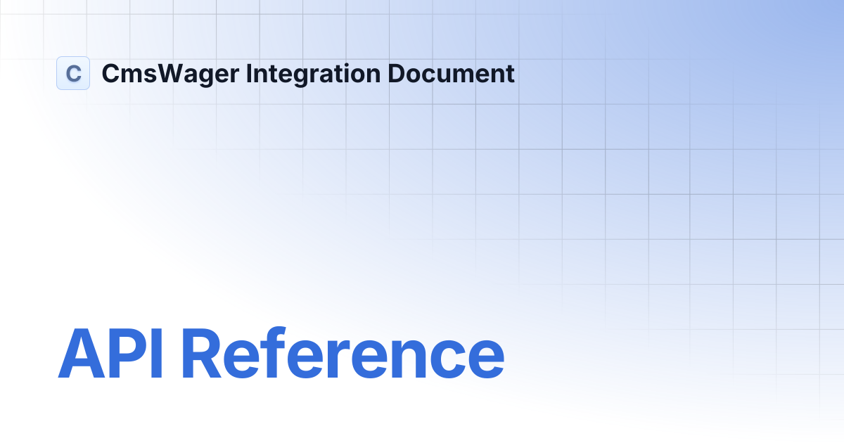 API Reference | CmsWager Integration Document