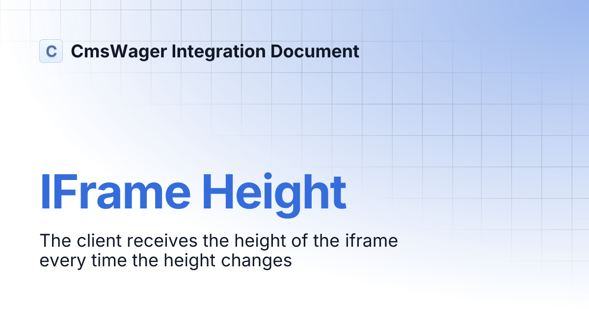IFrame Height | CmsWager Integration Document